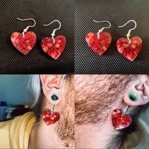 Real bamboo coral and resin earrings
